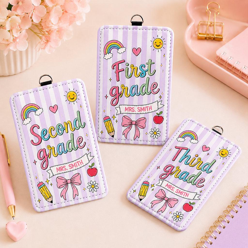 Custom Teacher Name Badge Holder - Multi Designs