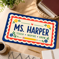 Retro Teach Inspire Grow Teacher Desk Mat