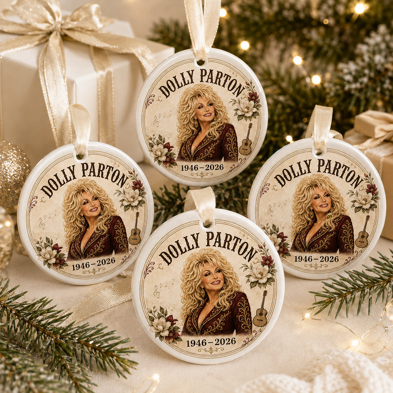 Dolly Parton Memorial Ceramic Ornament