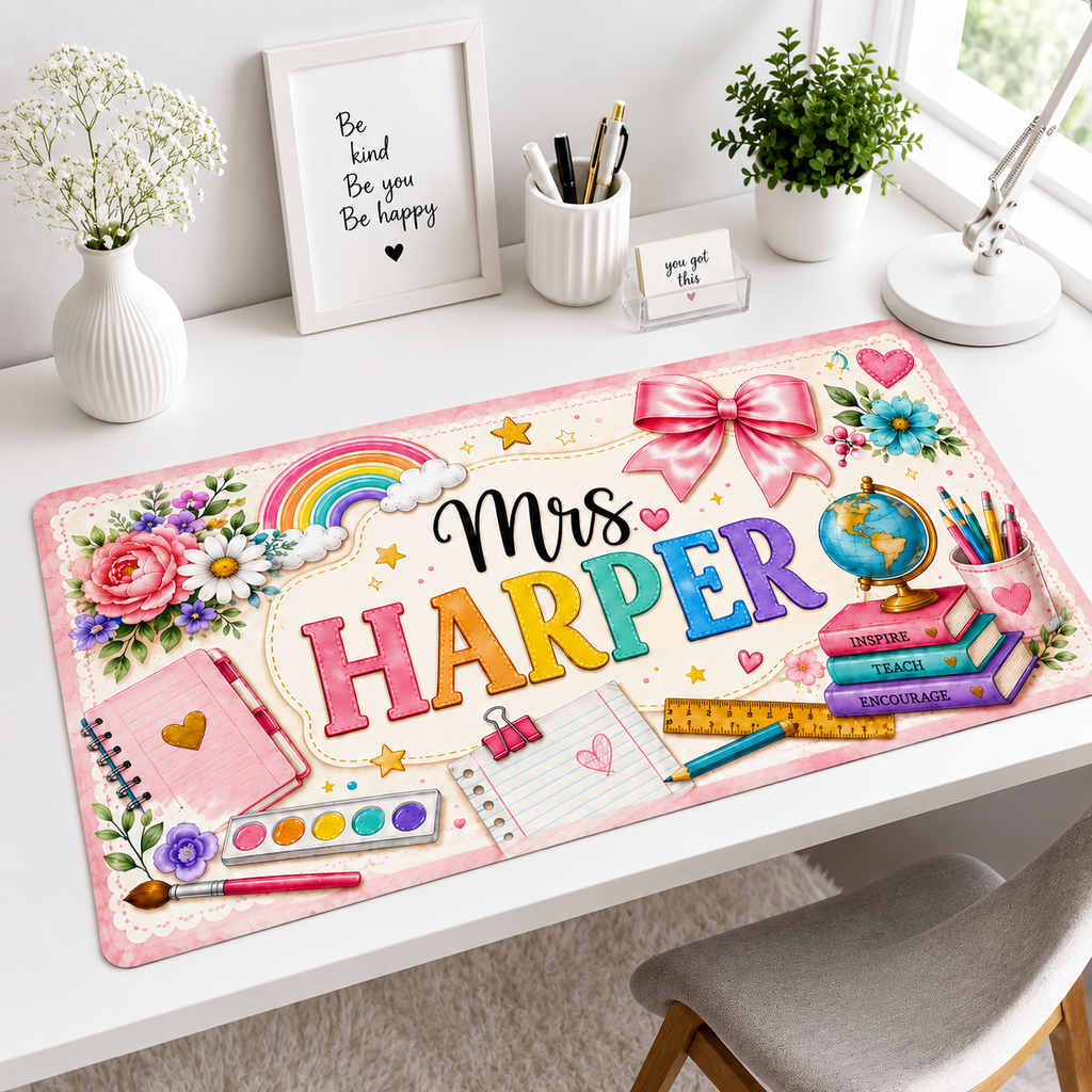 Customized Teacher Name Desk Mat - Gift for New Teacher