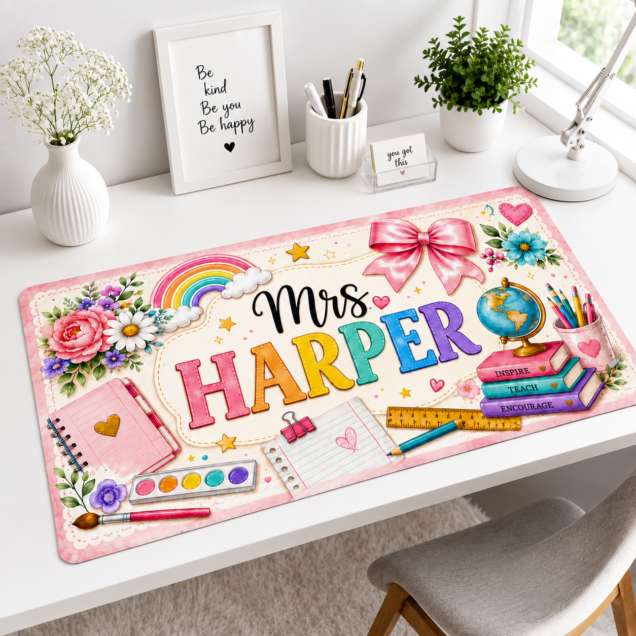 Customized Teacher Name Desk Mat - Gift for New Teacher