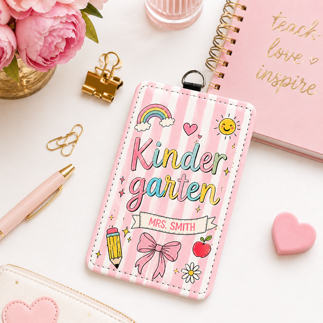 Custom Teacher Name Badge Holder - Multi Designs