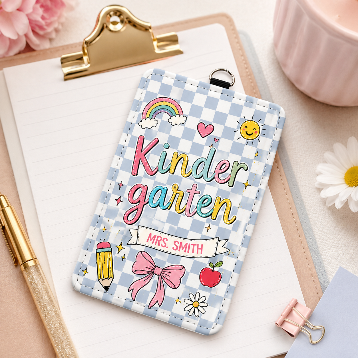 Custom Teacher Name Badge Holder - Multi Designs