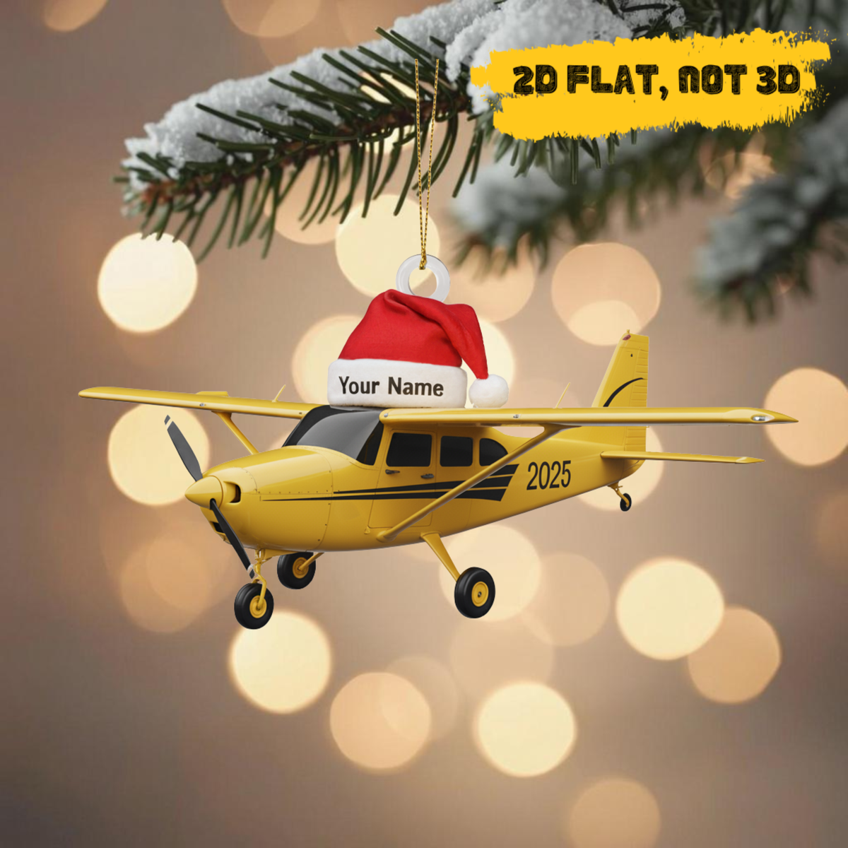Personalized Airplane Acrylic Ornament - 6 Colors - 2D FLAT, NOT 3D