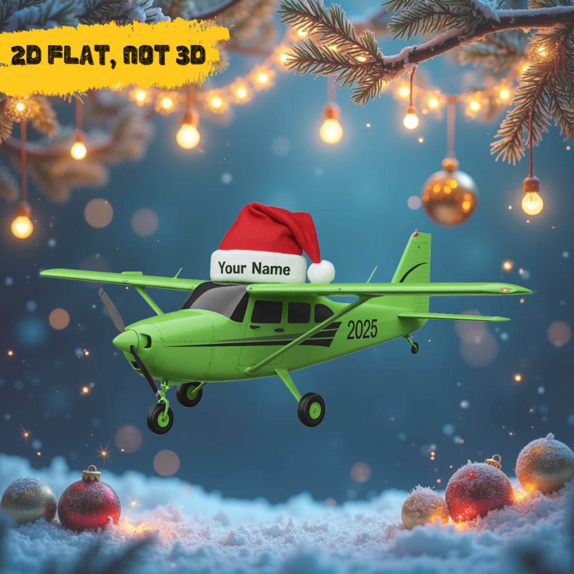 Personalized Airplane Acrylic Ornament - 6 Colors - 2D FLAT, NOT 3D