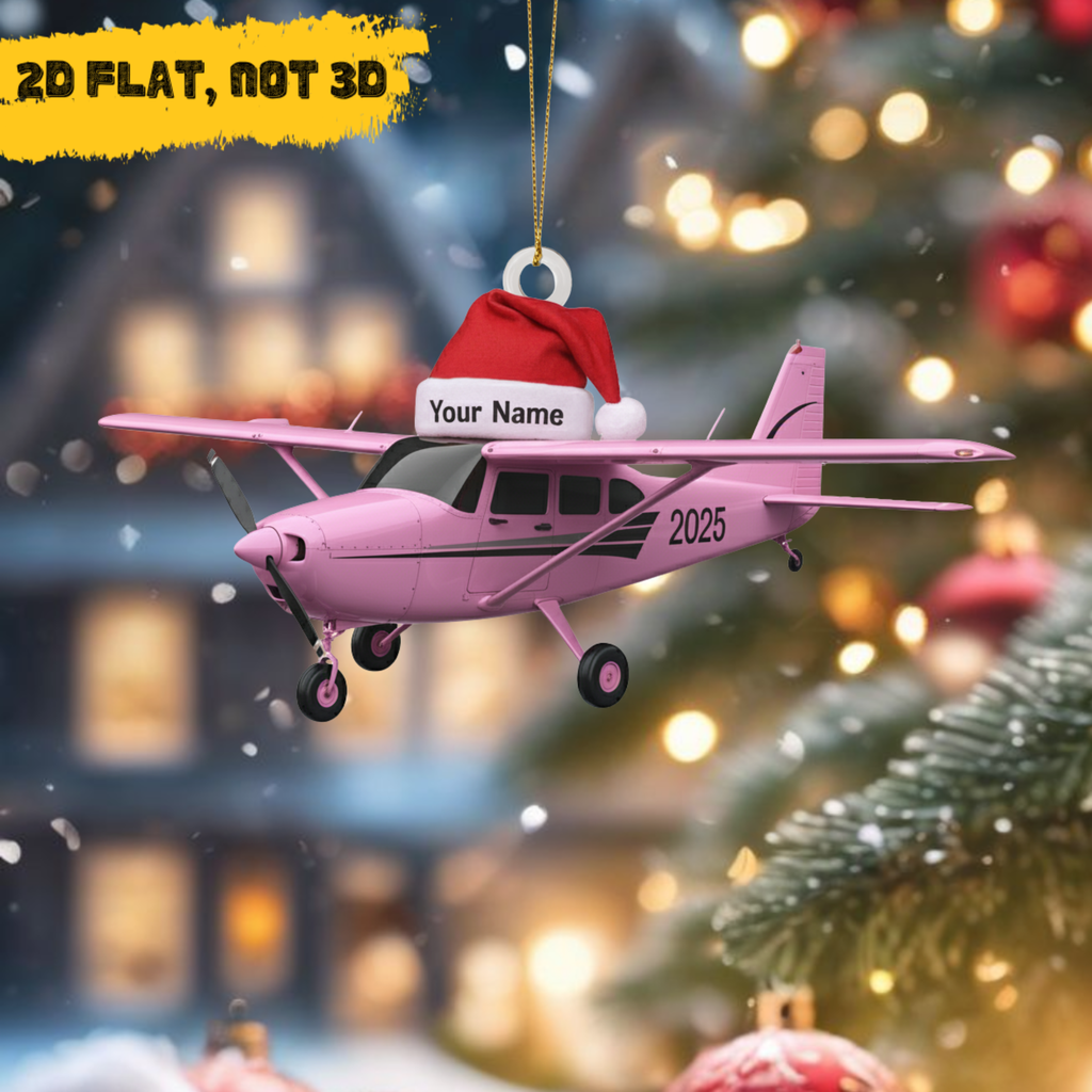 Personalized Airplane Acrylic Ornament - 6 Colors - 2D FLAT, NOT 3D