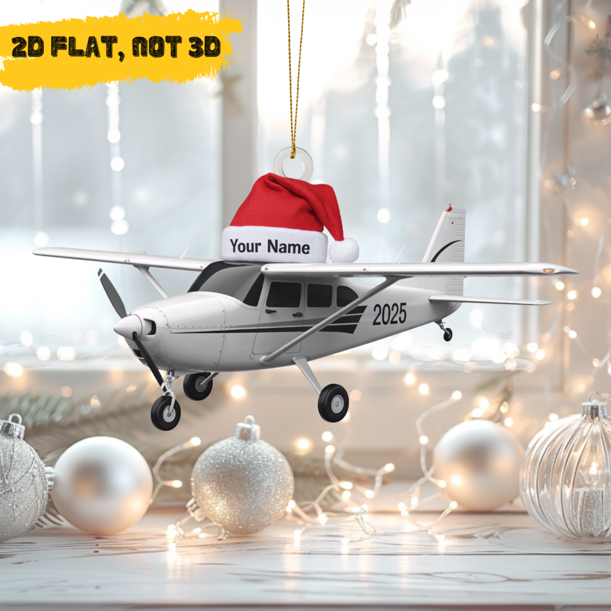Personalized Airplane Acrylic Ornament - 6 Colors - 2D FLAT, NOT 3D