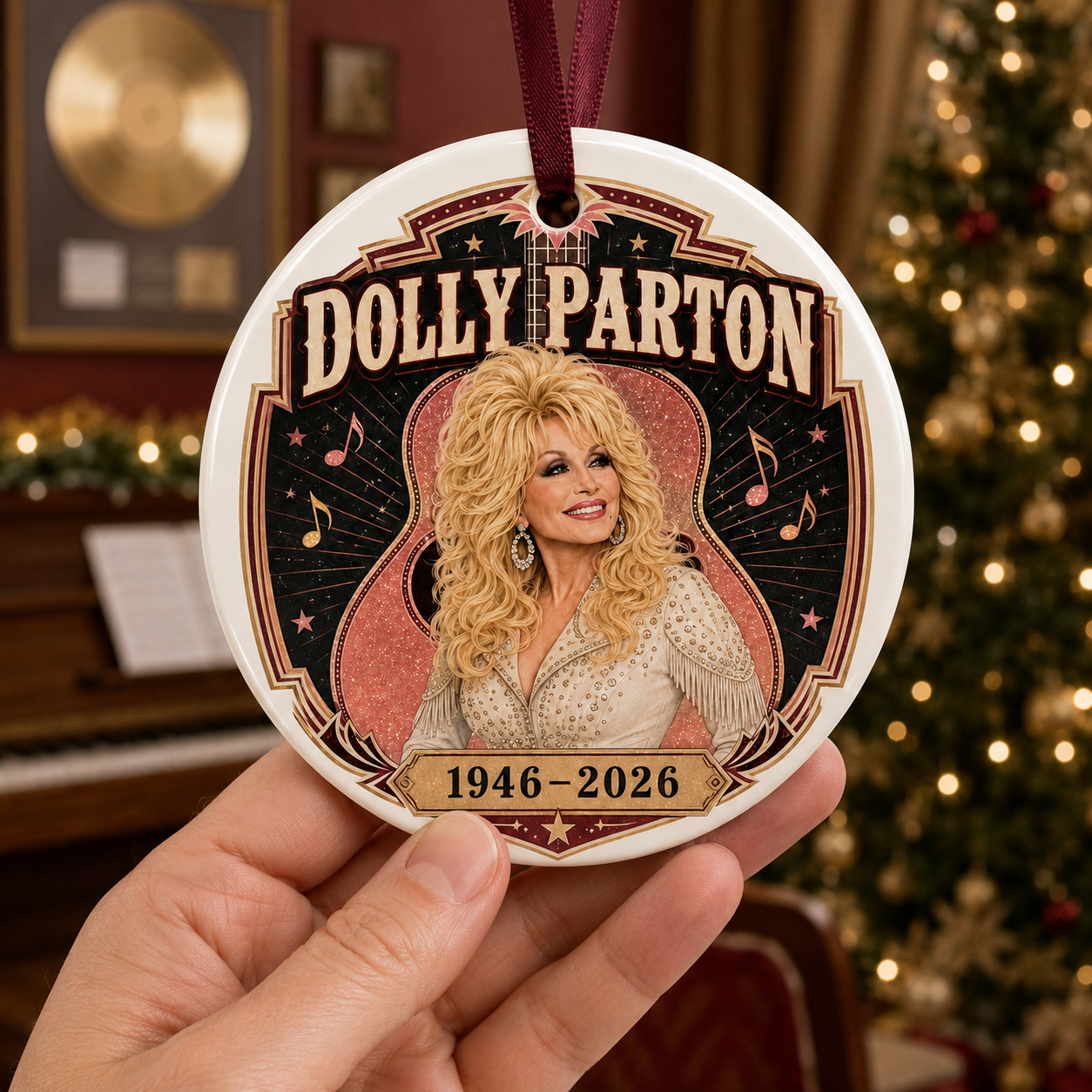 Dolly Parton Forever In Our Hearts 1946-2026 Ceramic Ornament