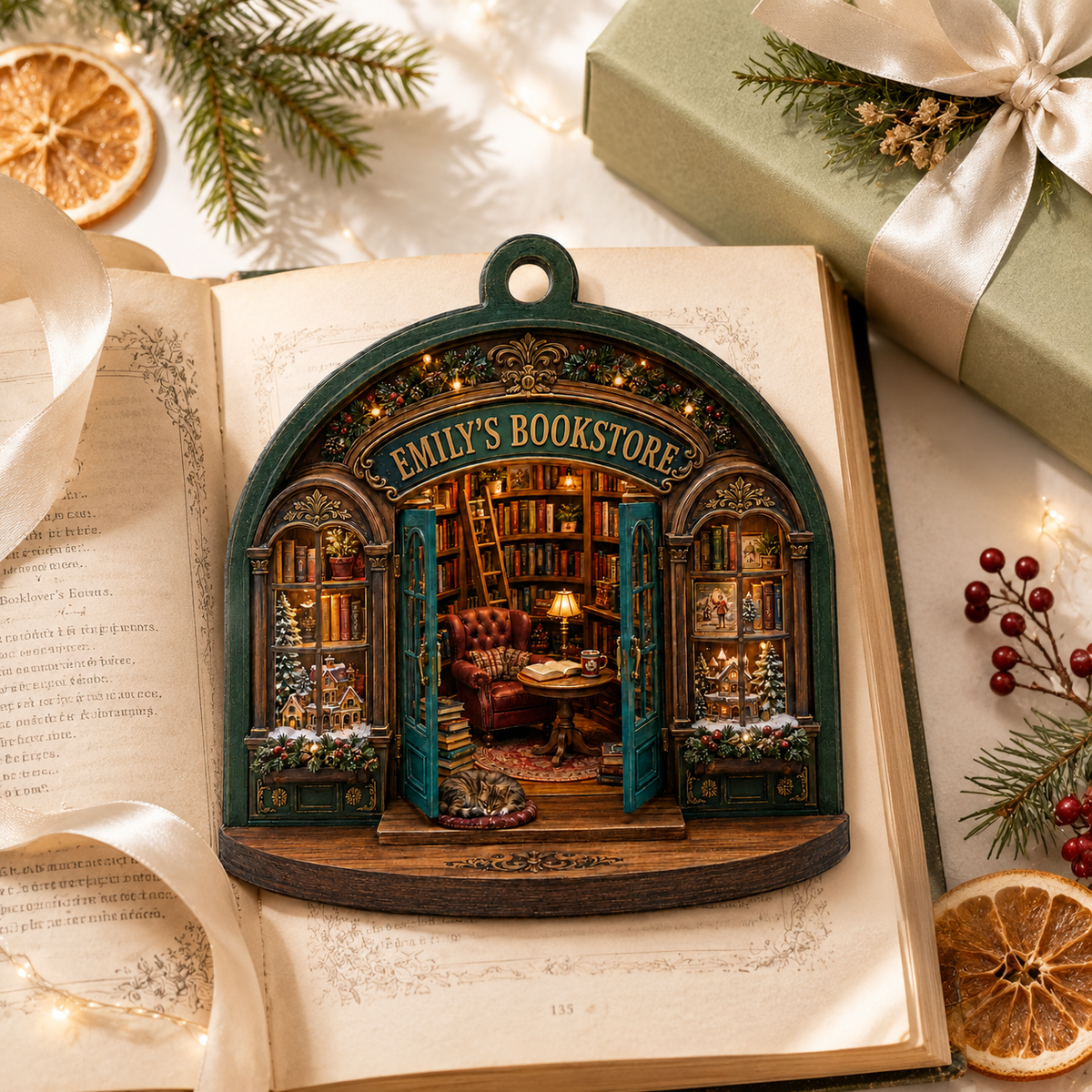 Personalized Bookstore Acrylic Ornament - 2D Flat Ornament