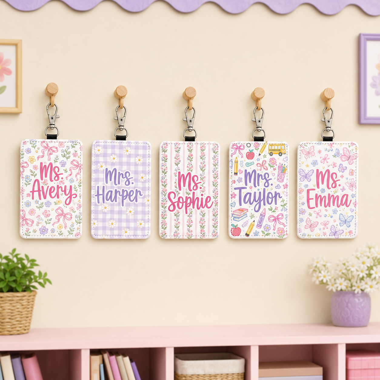 Pastel Floral Custom Badge Holder - 5 Designs