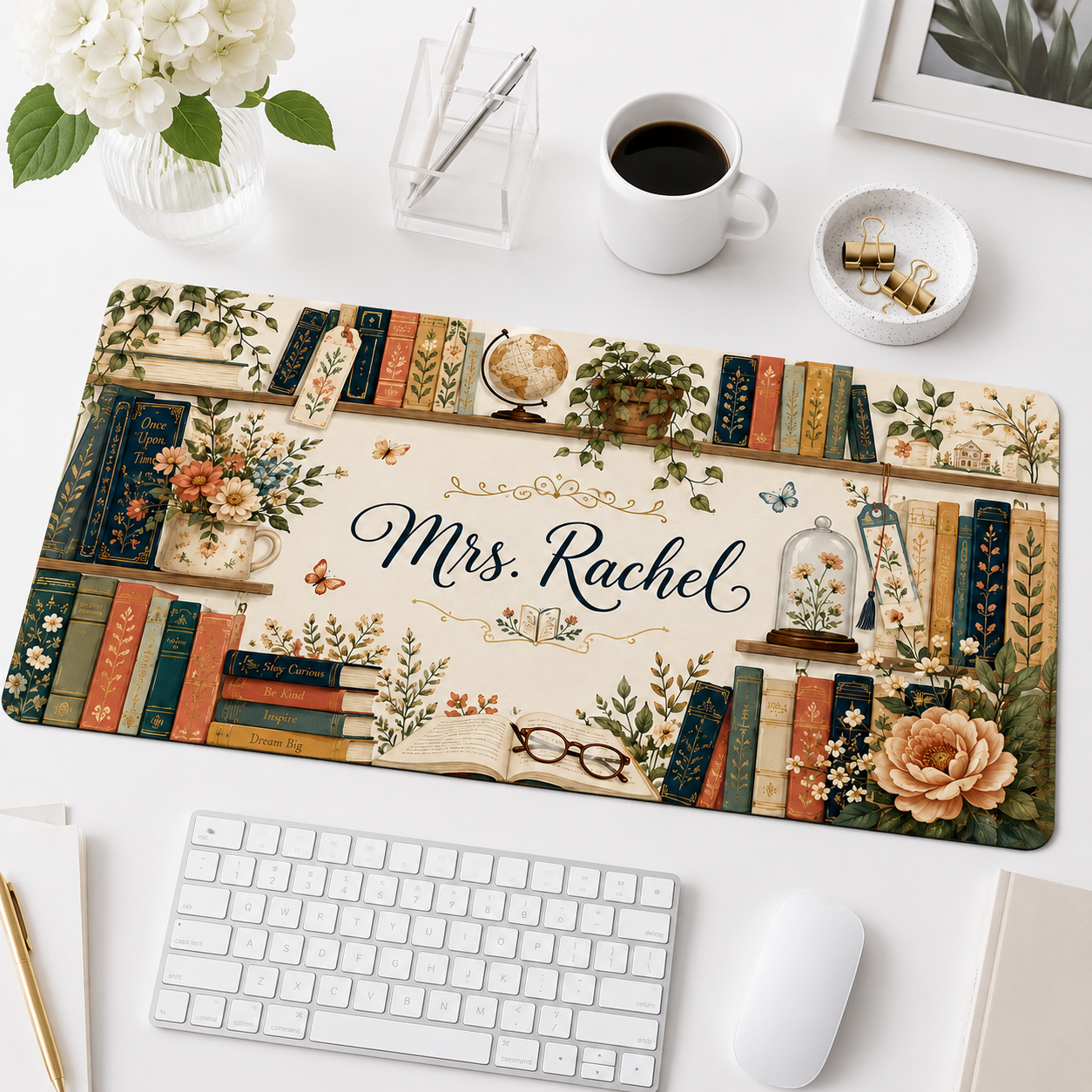 Teacher Desk Mat - Custom Name, Book Lover Gift