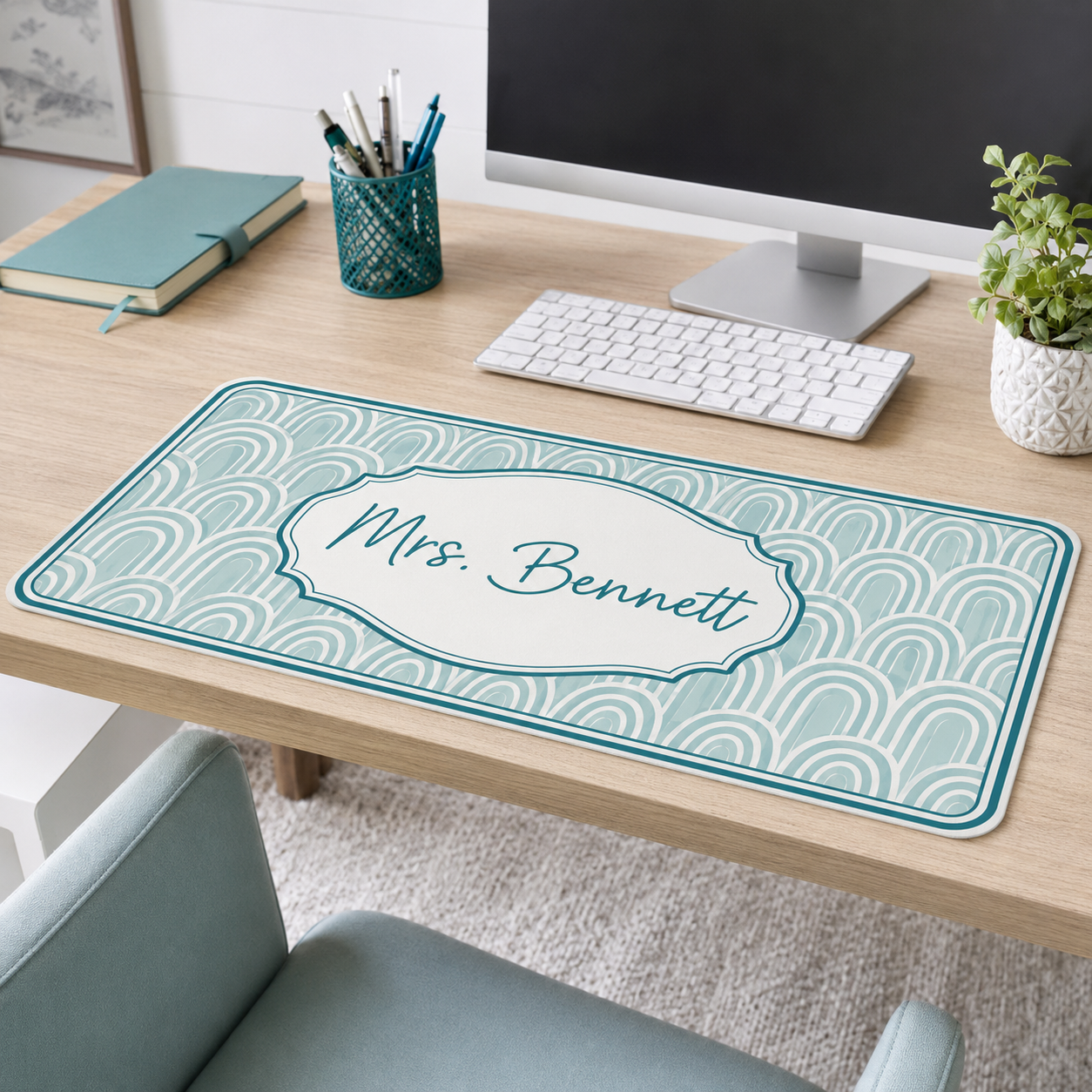 Custom Name Desk Pad – Preppy Teacher Workspace Decor