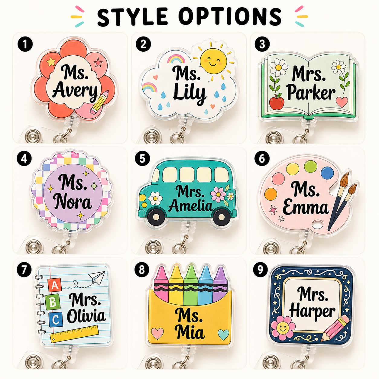 Personalized Teacher Badge Reel – 9 Styles
