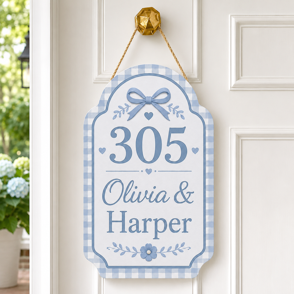 Personalized Dorm Room Door Sign - Bow Design
