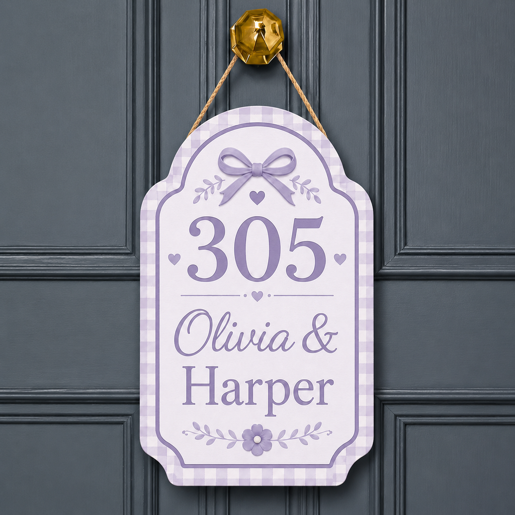 Personalized Dorm Room Door Sign - Bow Design