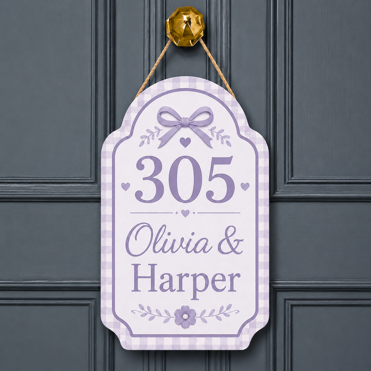 Personalized Dorm Room Door Sign - Bow Design