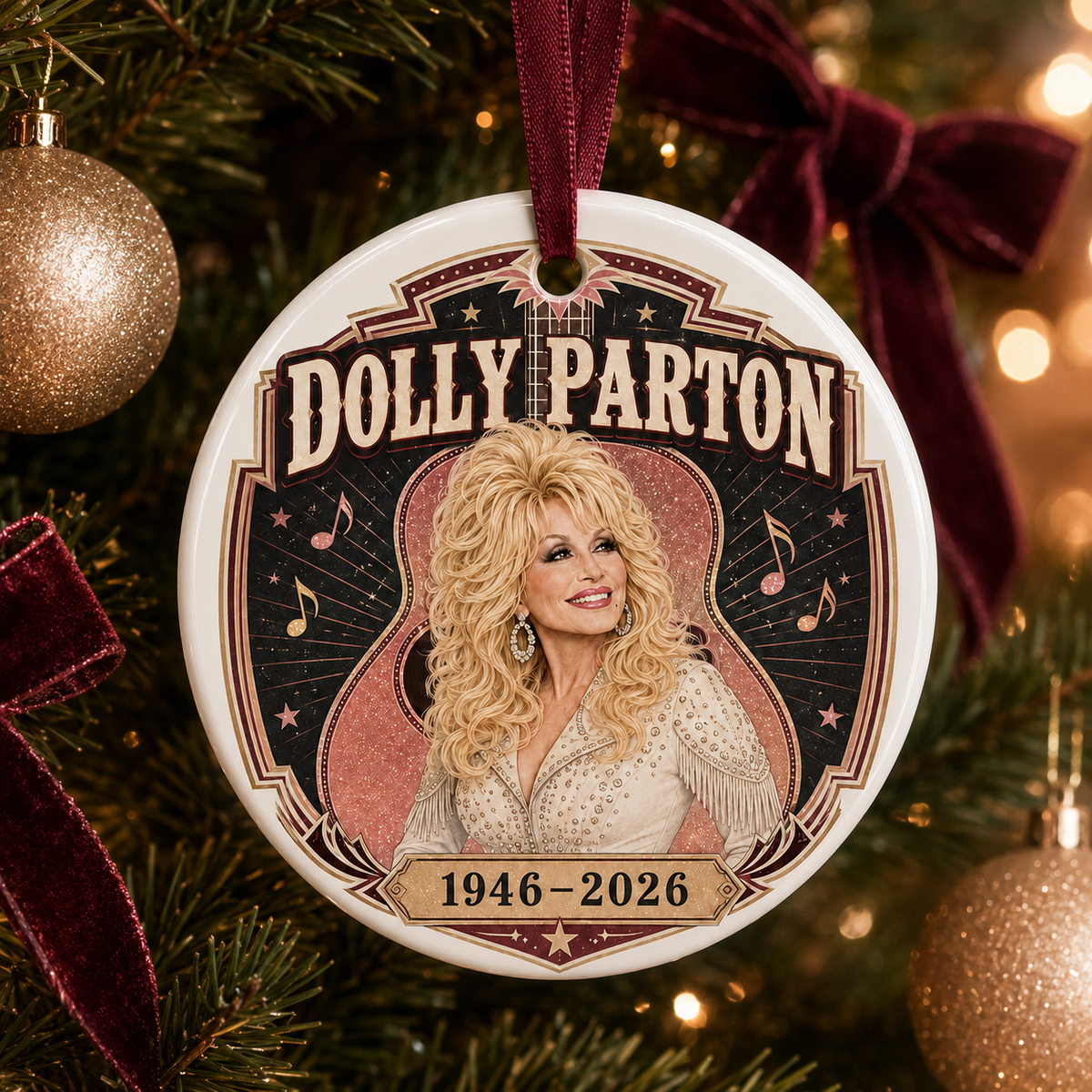 Dolly Parton Forever In Our Hearts 1946-2026 Ceramic Ornament