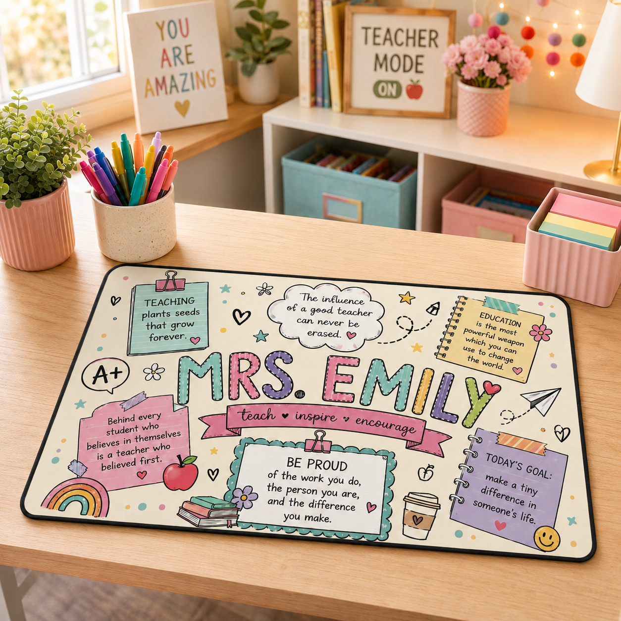 Personalized Teacher Desk Mat - Back To School Gift