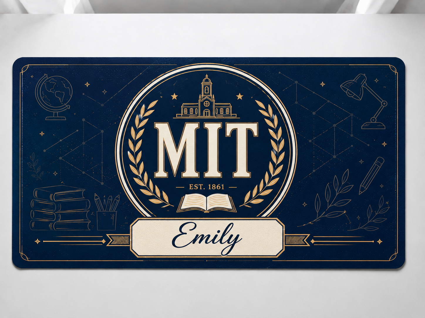 Personalized Name & School Name Desk Mat - New College Gift