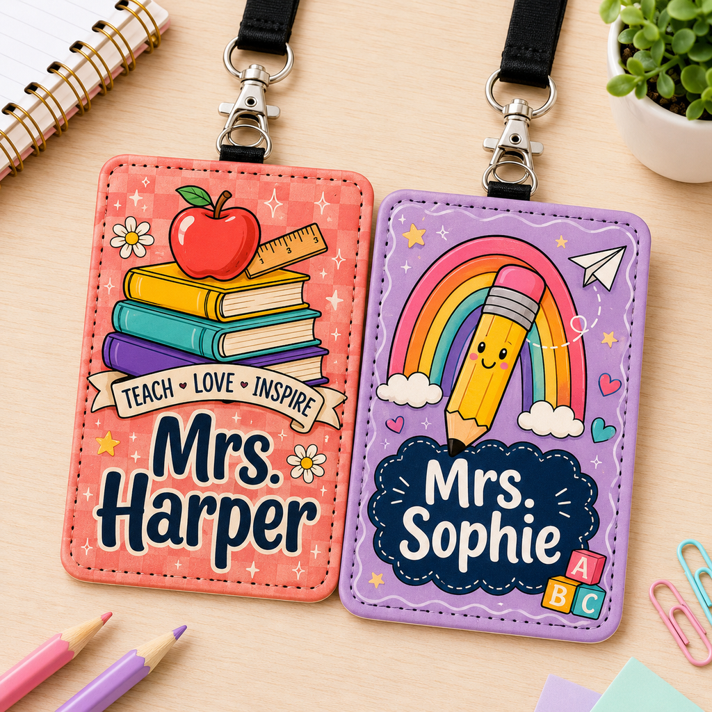 Teach Love Inspire Custom Name ID Holder - 2 Colors
