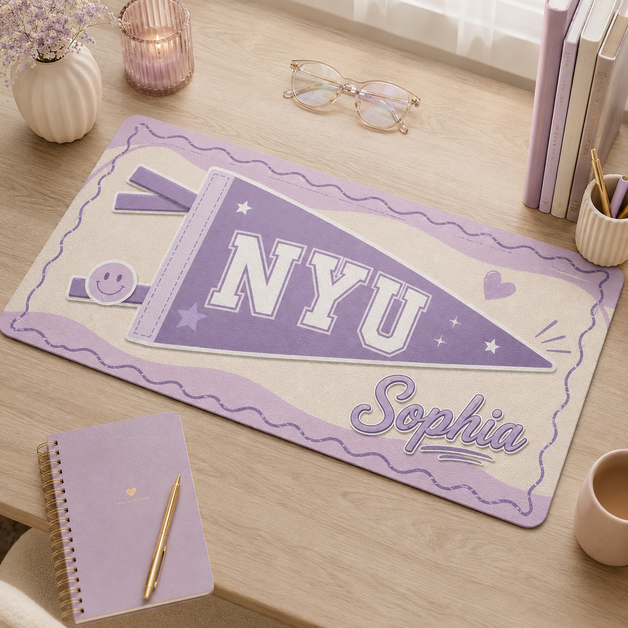 Custom Name & School Name Desk Mat - 3 Colors