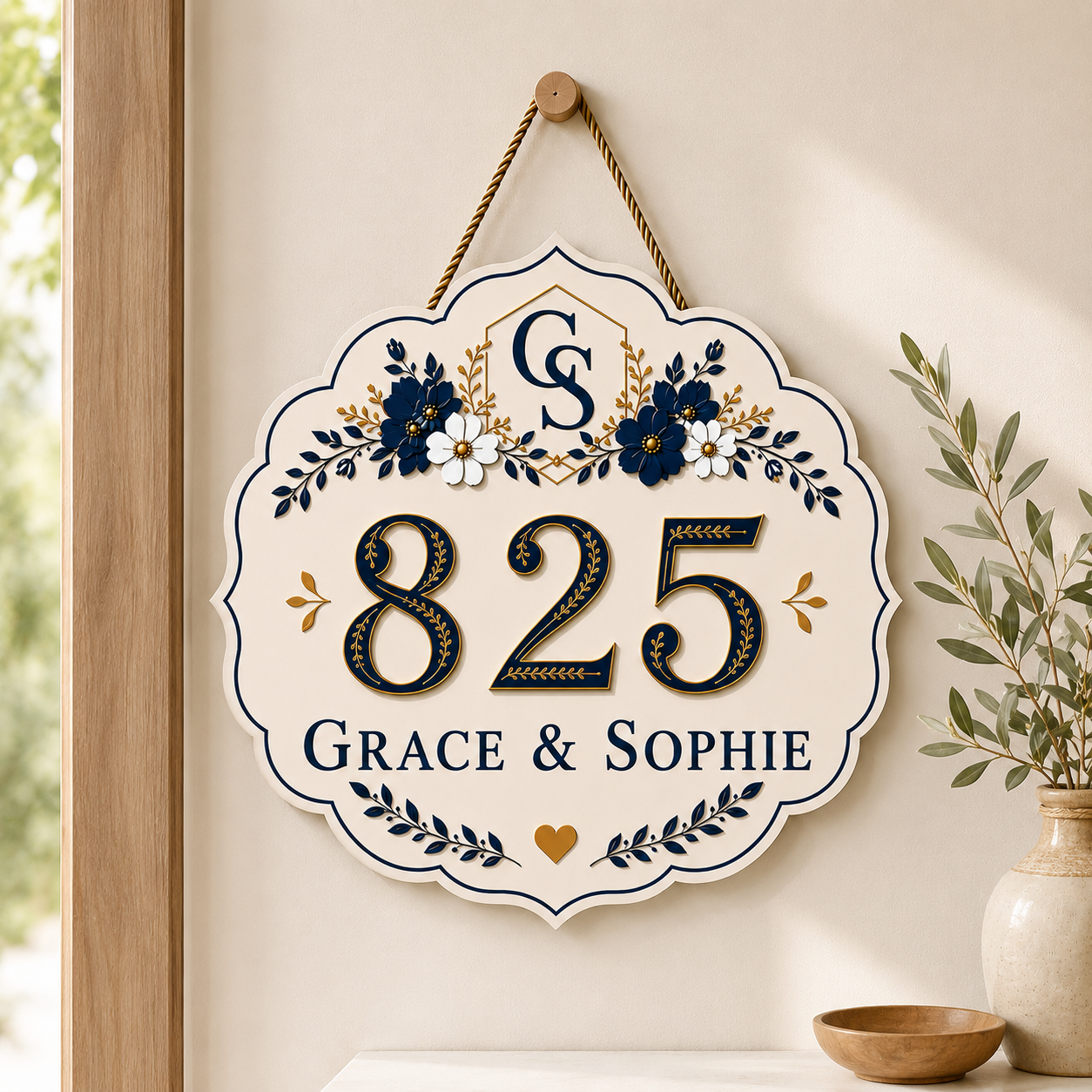 Custom Bow Dorm Room Door Sign - 4 Colors