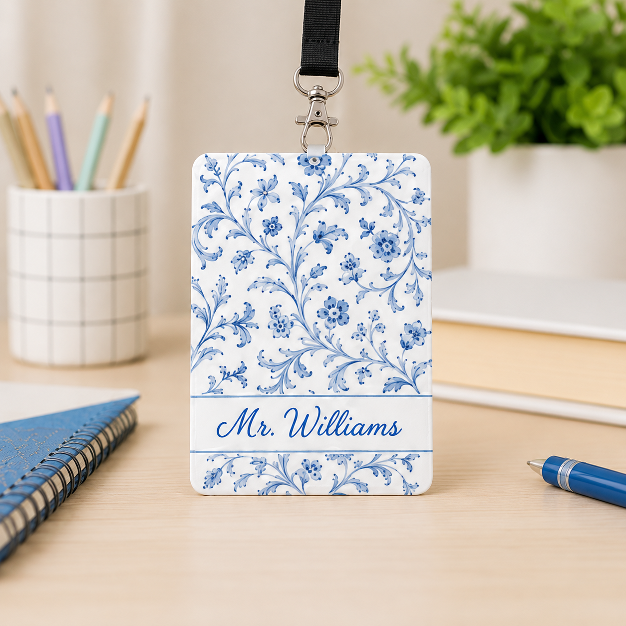 Personalized Floral Badge Wallet – Custom Name ID Holder