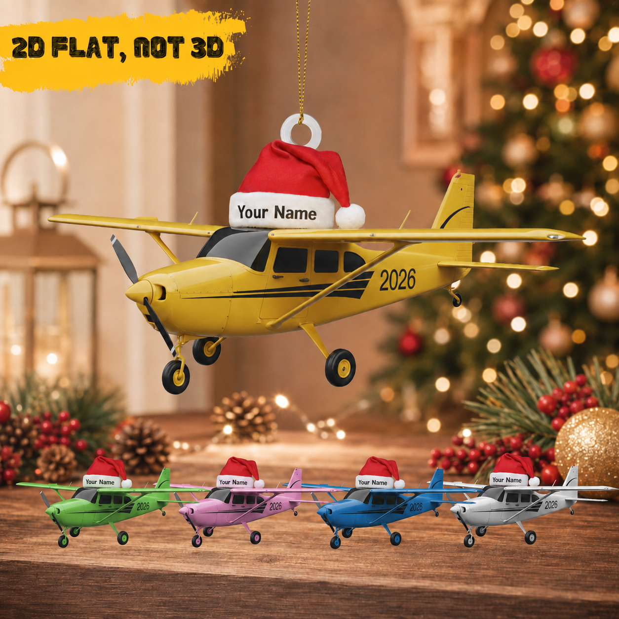 Personalized Airplane Acrylic Ornament - 6 Colors - 2D FLAT, NOT 3D