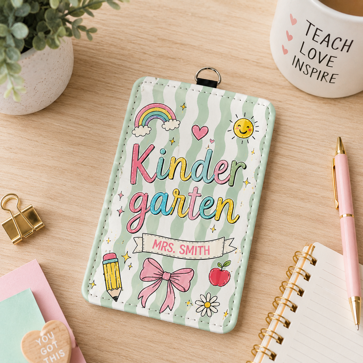 Custom Teacher Name Badge Holder - Multi Designs