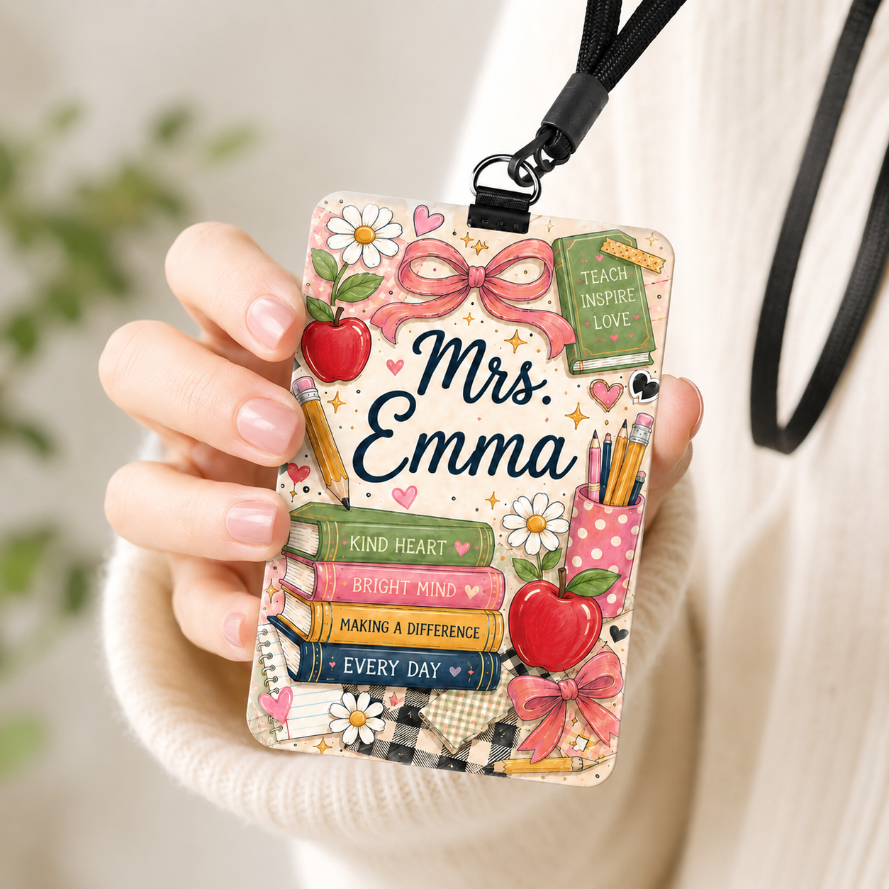 Personalized Teacher Badge Holder – Custom Name ID Lanyard
