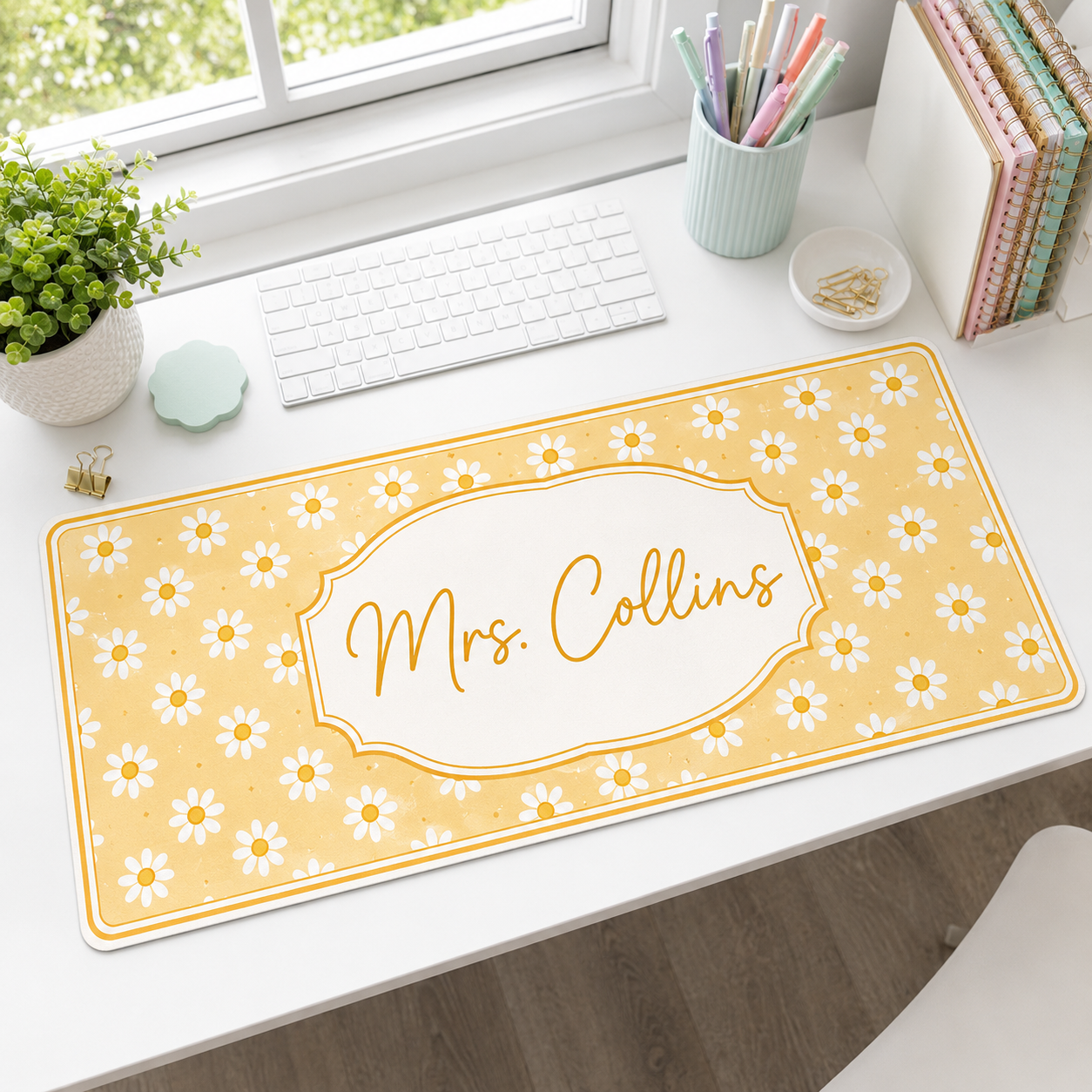 Custom Name Desk Pad – Preppy Teacher Workspace Decor