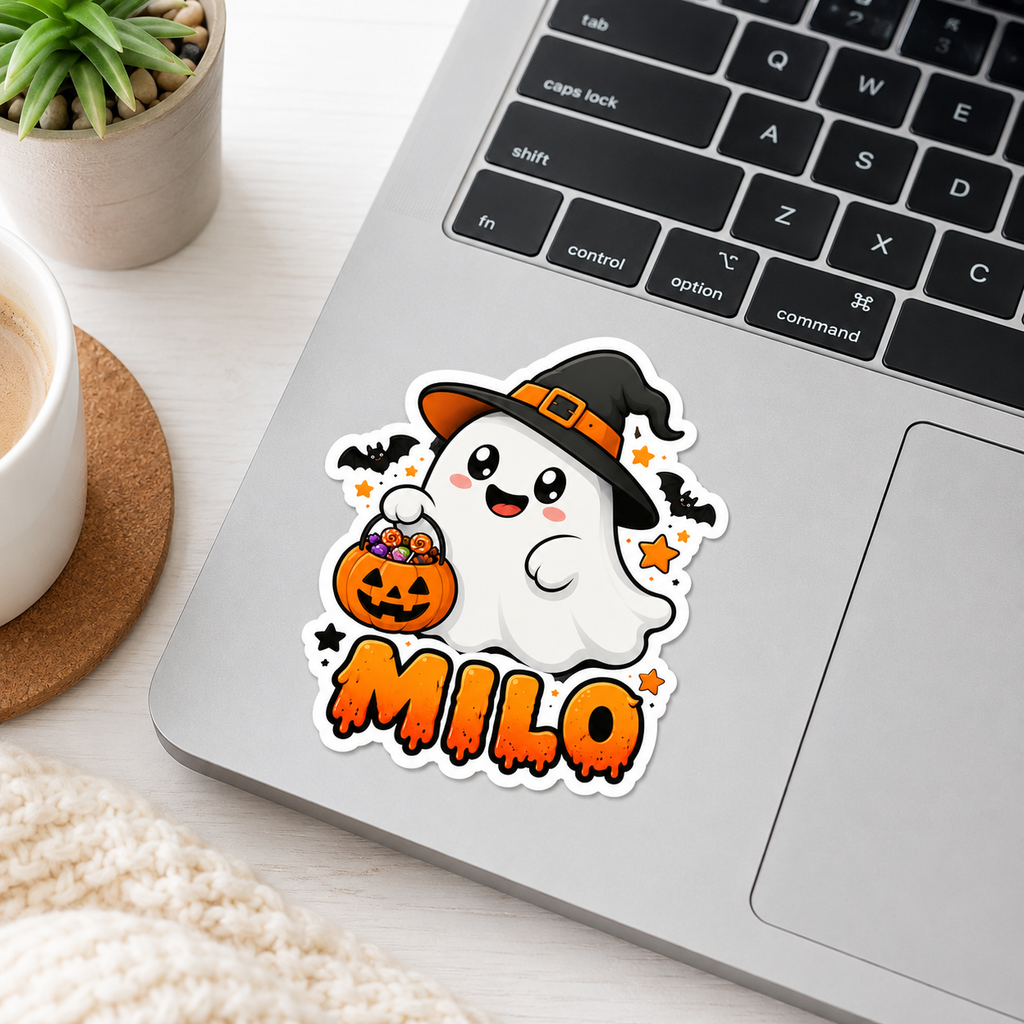 Ghost Halloween Sticker - Custom Name