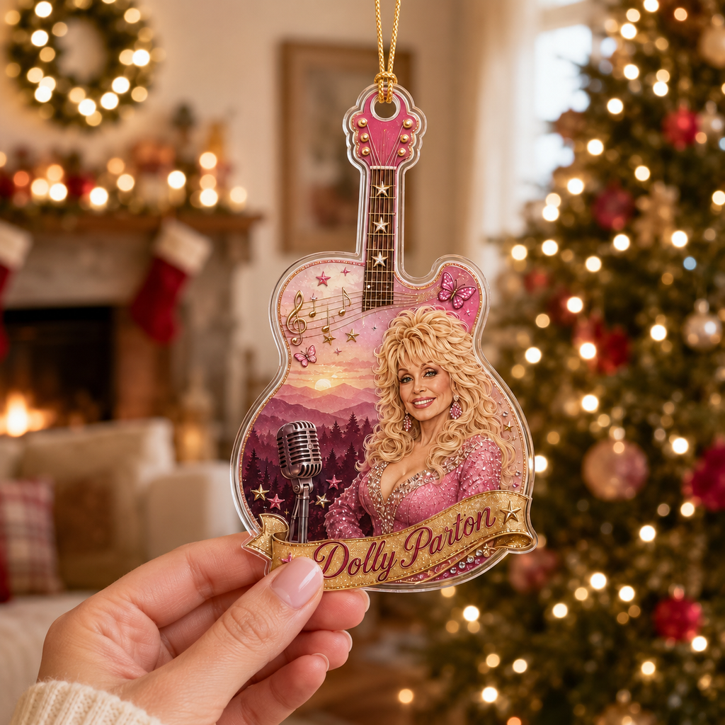 Dolly Parton Memorial Acrylic Ornament - Guitar Shape