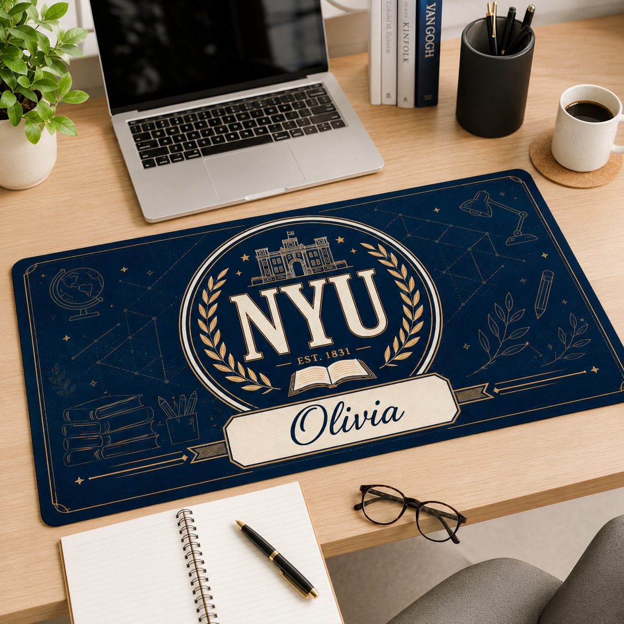 Personalized Name & School Name Desk Mat - New College Gift