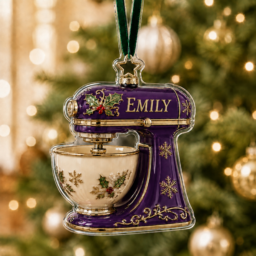 Personalized Baking Mixer Acrylic Ornament 2026 - 2D Flat, Not 3D