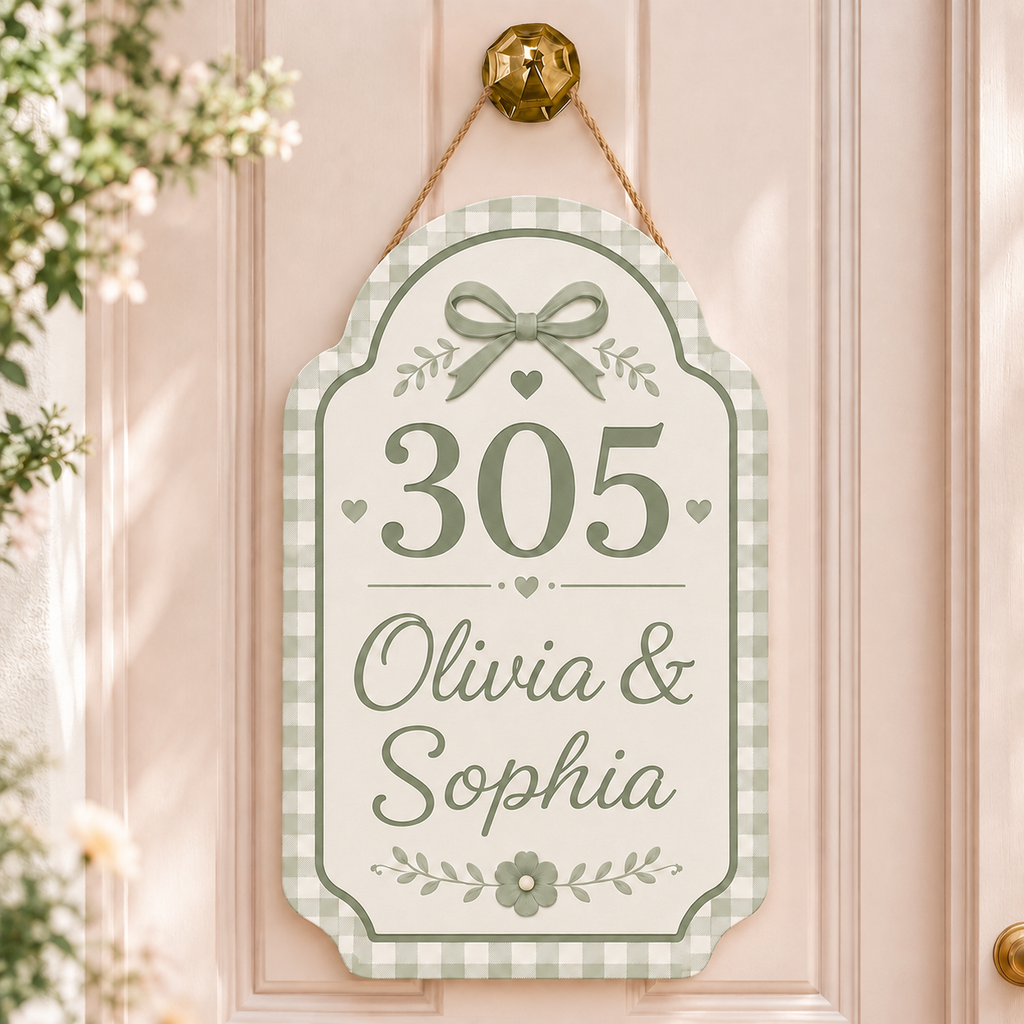 Personalized Dorm Room Door Sign - Bow Design