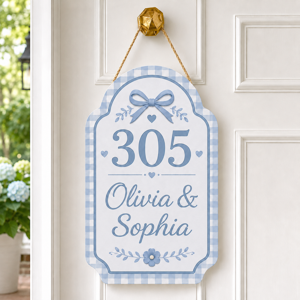 Personalized Dorm Room Door Sign - Bow Design