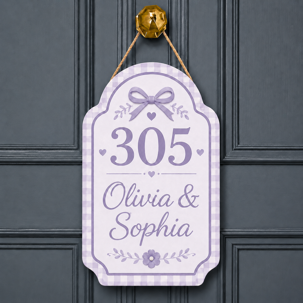 Personalized Dorm Room Door Sign - Bow Design