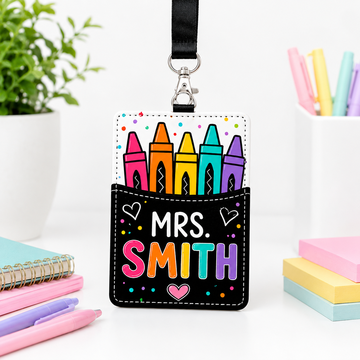 Custom Teacher Portrait Badge Holder – Personalized Photo ID Case