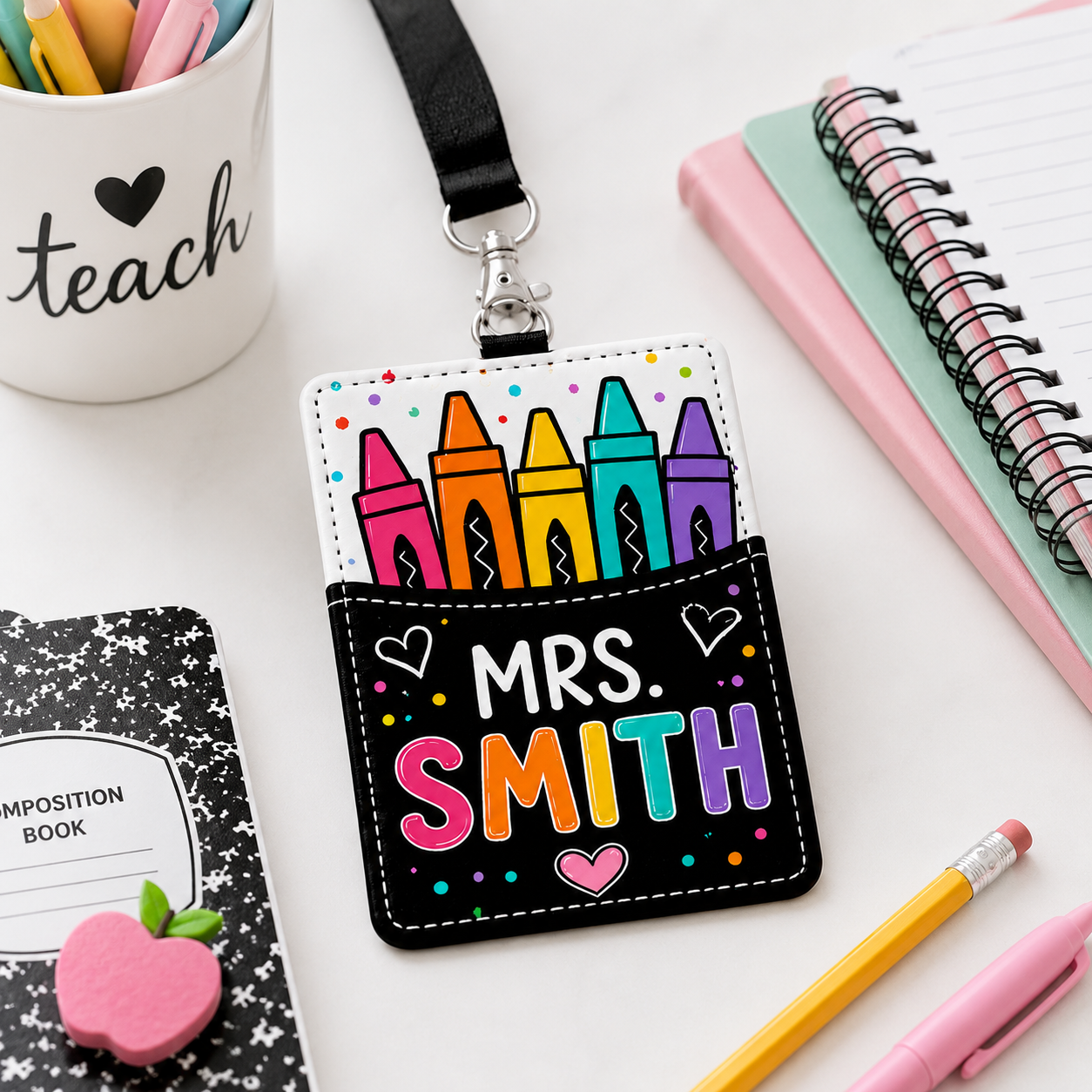 Custom Teacher Portrait Badge Holder – Personalized Photo ID Case