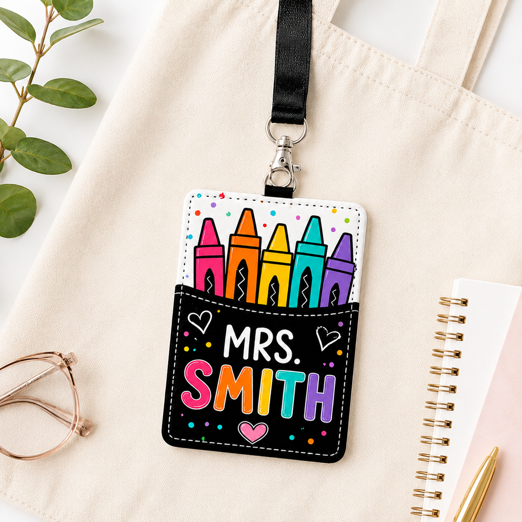 Custom Teacher Portrait Badge Holder – Personalized Photo ID Case