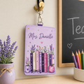 Lavender Book Garden Teacher Badge Case