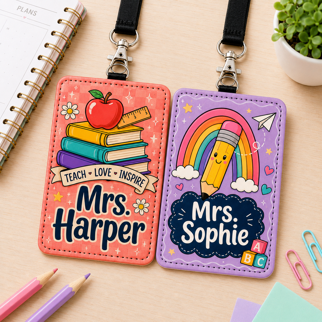 Teach Love Inspire Custom Name ID Holder - 2 Colors