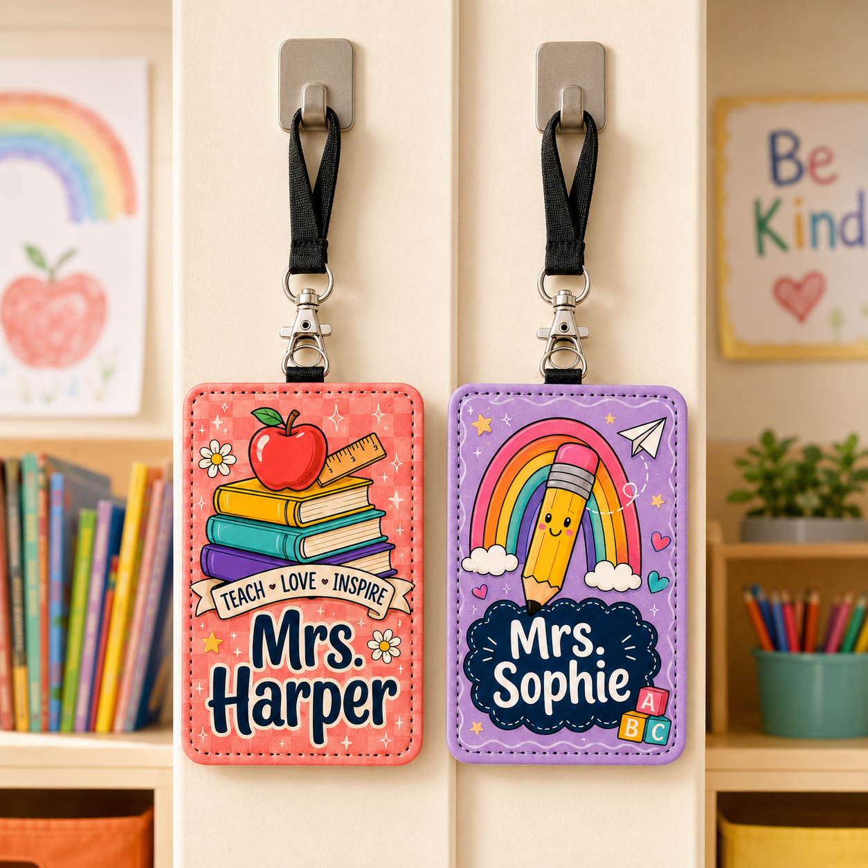 Teach Love Inspire Custom Name ID Holder - 2 Colors