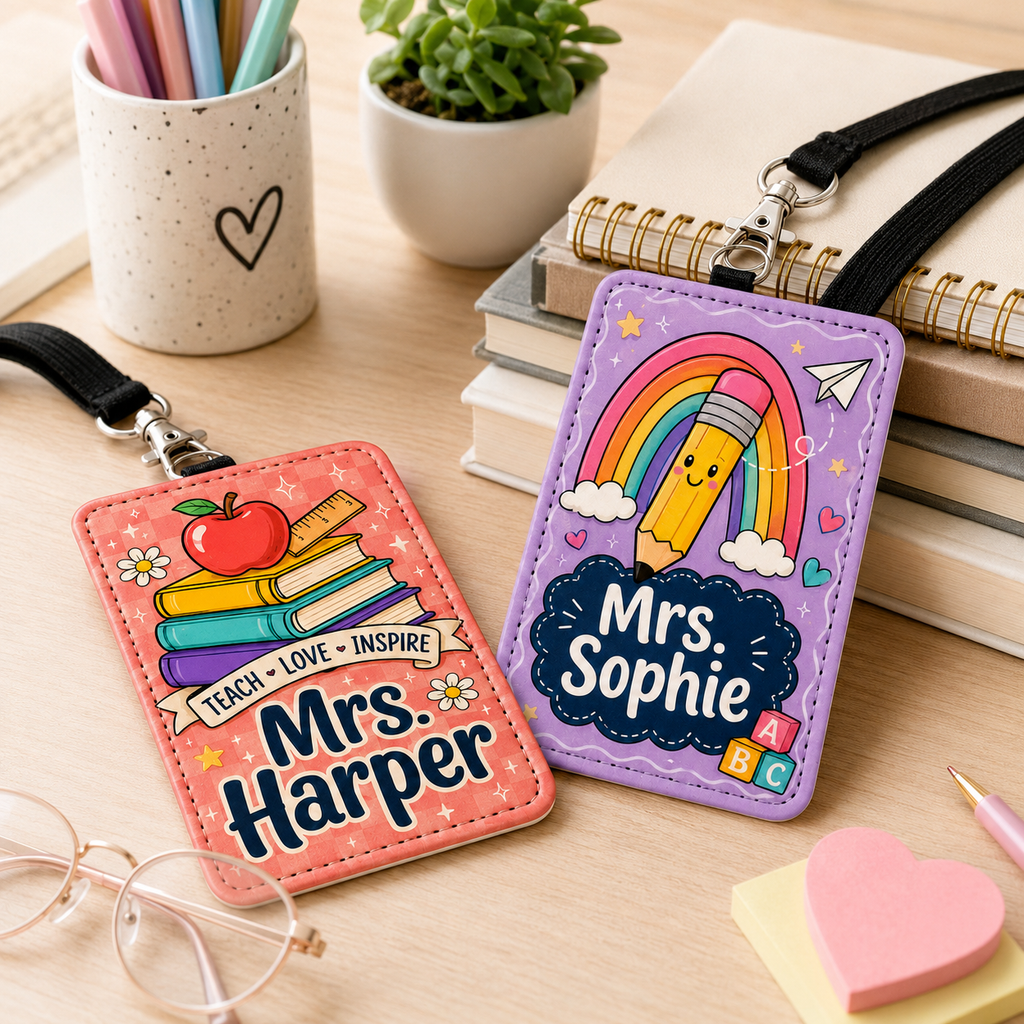 Teach Love Inspire Custom Name ID Holder - 2 Colors