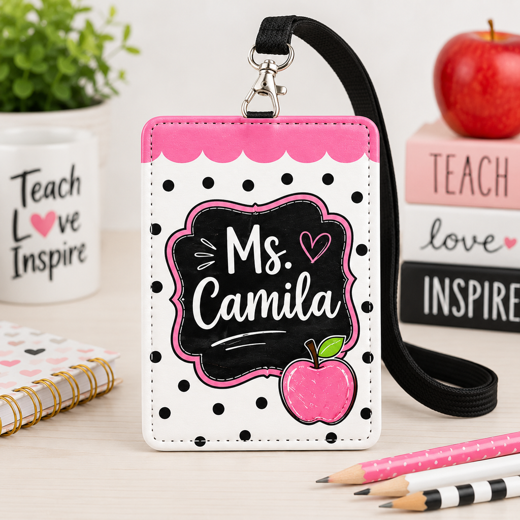 Personalized Teacher Badge Holder – Apple Design