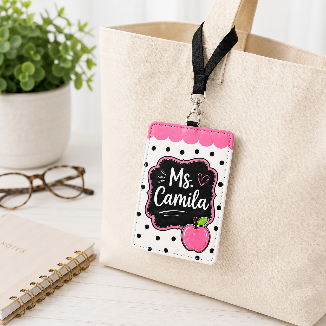 Personalized Teacher Badge Holder – Apple Design