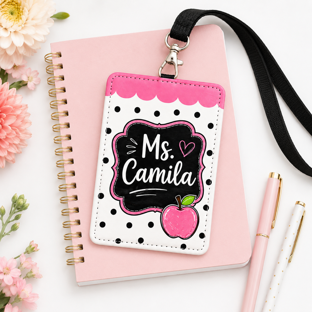 Personalized Teacher Badge Holder – Apple Design