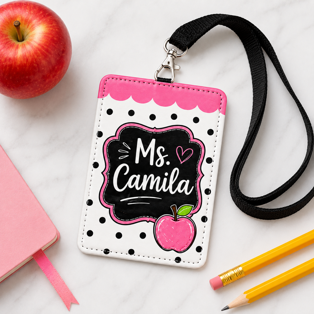 Personalized Teacher Badge Holder – Apple Design