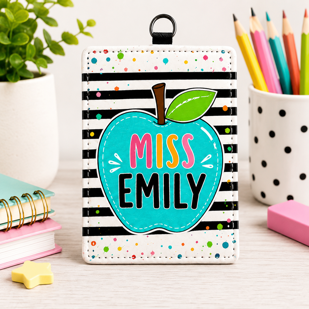 Colorful Apple Custom Name ID Card Holder